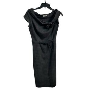 Moschino Cheap and Chic Plaid Sheath Dress Cowl Neck Belted Made in Italy SZ S